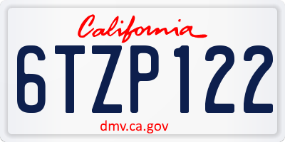 CA license plate 6TZP122