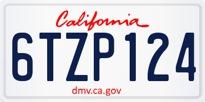CA license plate 6TZP124