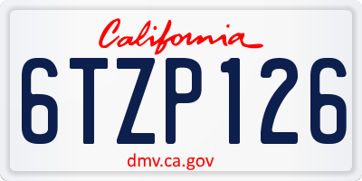 CA license plate 6TZP126