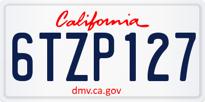 CA license plate 6TZP127