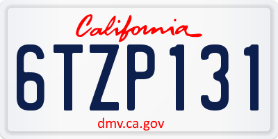 CA license plate 6TZP131
