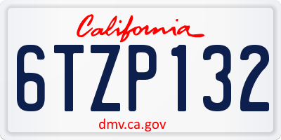 CA license plate 6TZP132