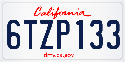 CA license plate 6TZP133