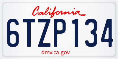 CA license plate 6TZP134