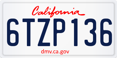 CA license plate 6TZP136