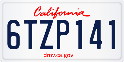 CA license plate 6TZP141
