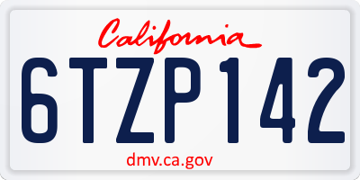 CA license plate 6TZP142