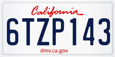 CA license plate 6TZP143