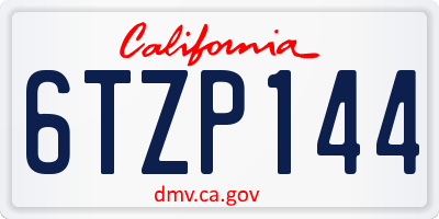 CA license plate 6TZP144