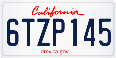 CA license plate 6TZP145
