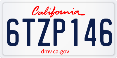CA license plate 6TZP146