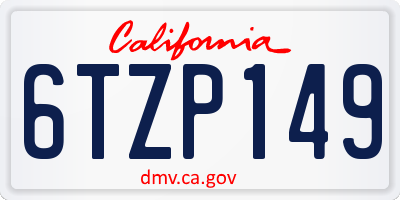 CA license plate 6TZP149