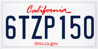 CA license plate 6TZP150