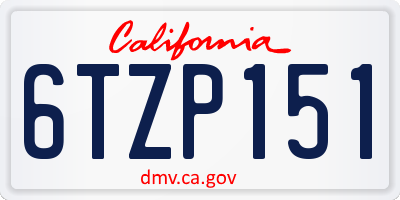 CA license plate 6TZP151