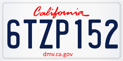 CA license plate 6TZP152