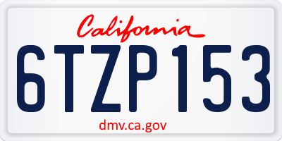 CA license plate 6TZP153