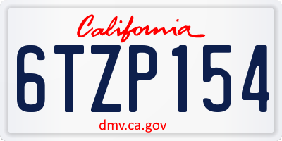 CA license plate 6TZP154