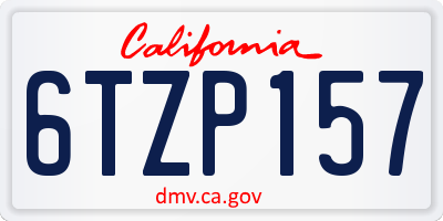 CA license plate 6TZP157