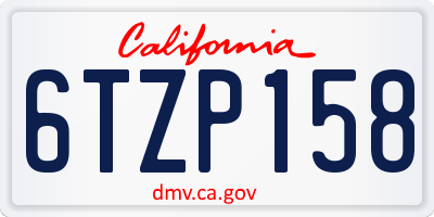CA license plate 6TZP158