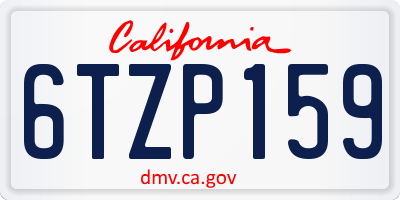CA license plate 6TZP159