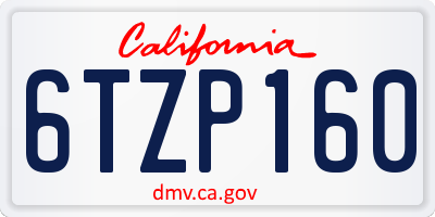 CA license plate 6TZP160
