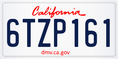 CA license plate 6TZP161