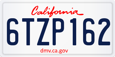 CA license plate 6TZP162