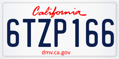 CA license plate 6TZP166
