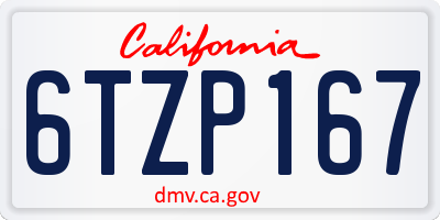 CA license plate 6TZP167