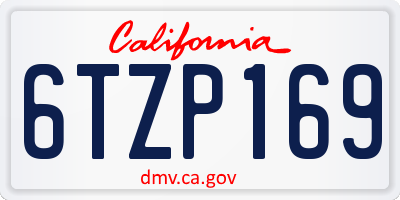 CA license plate 6TZP169