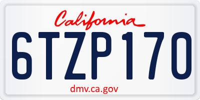 CA license plate 6TZP170