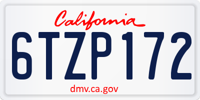 CA license plate 6TZP172
