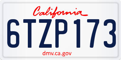CA license plate 6TZP173