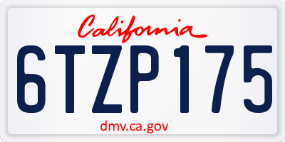 CA license plate 6TZP175