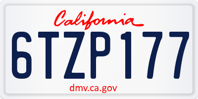 CA license plate 6TZP177