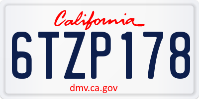CA license plate 6TZP178