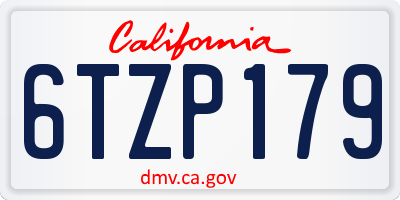 CA license plate 6TZP179