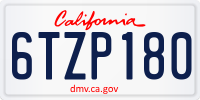 CA license plate 6TZP180