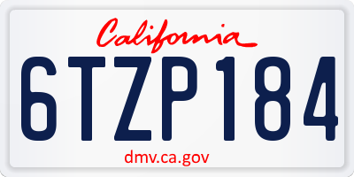 CA license plate 6TZP184