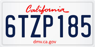 CA license plate 6TZP185