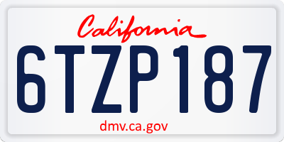 CA license plate 6TZP187