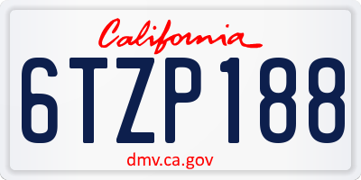 CA license plate 6TZP188