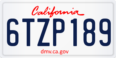CA license plate 6TZP189
