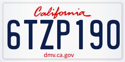 CA license plate 6TZP190