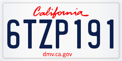CA license plate 6TZP191