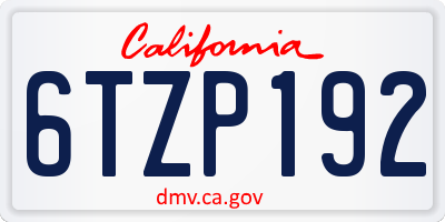 CA license plate 6TZP192