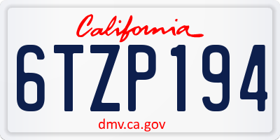 CA license plate 6TZP194