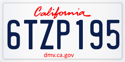 CA license plate 6TZP195