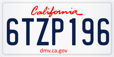 CA license plate 6TZP196