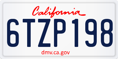 CA license plate 6TZP198